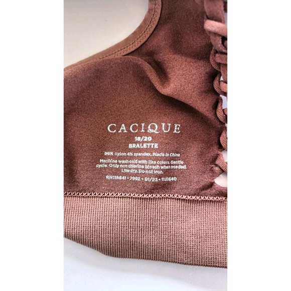 Cacique Seamless Bralette Size 18/20 Mocha Brown Lane Bryant Braided Pattern - Picture 7 of 8